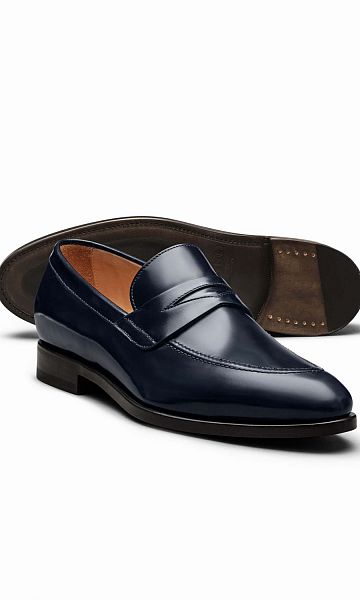 Blaue Penny Loafer nach Maß