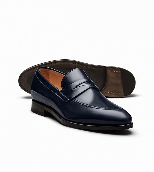 Blaue Penny Loafer nach Maß