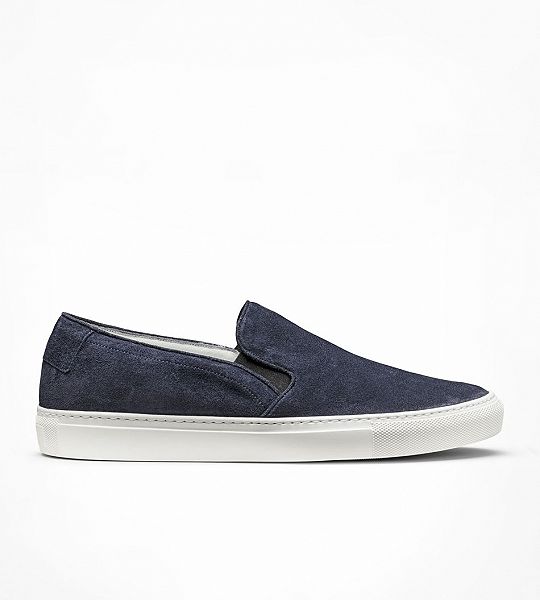 midnight blue sneakers light suede